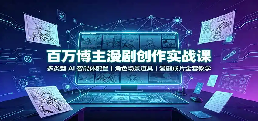 百万博主漫剧创作实战课:多类型AI智能体配置,角色场景道具,漫剧成片全套教学-海豚优课资源库