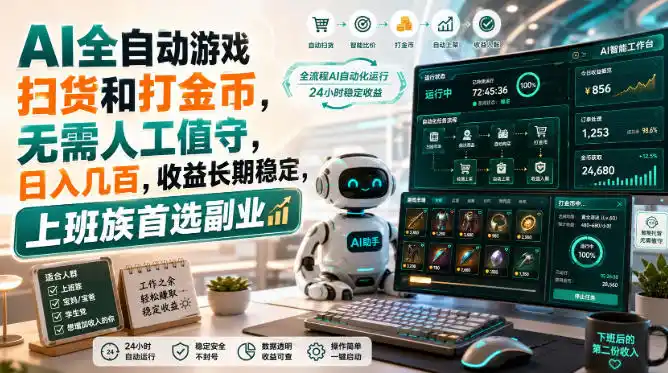 AI全自动游戏皮肤扫货和打金币,日入几百,内部方法大揭秘,0门槛!-海豚优课资源库