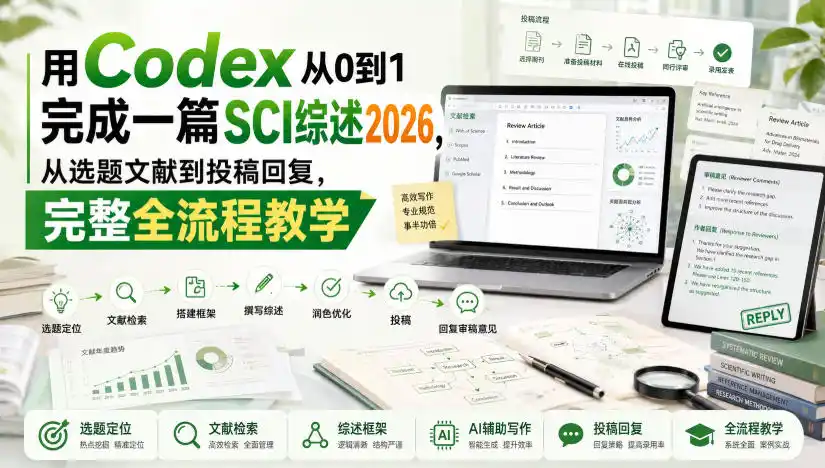用Codex从0到1完成一篇SCI综述2026,从选题文献到投稿回复,完整全流程教学-海豚优课资源库