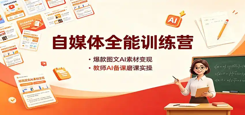 自媒体全能训练营:爆款图文AI素材变现,教师AI备课磨课实操-海豚优课资源库