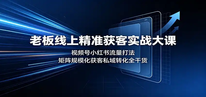 老板线上精准获客实战大课:视频号小红书流量打法,矩阵规模化获客私域转化全干货-海豚优课资源库
