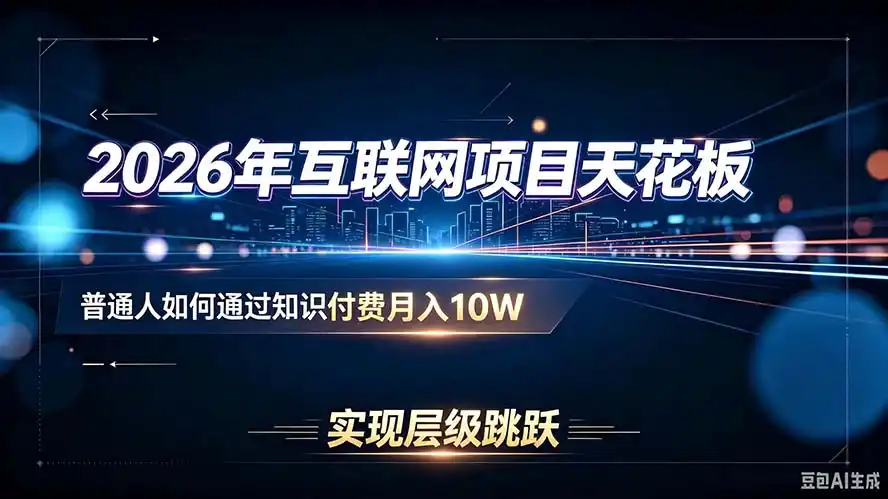 2026年互联网项目天花板:普通人如何通过知识付费月入10W,实现层级跳跃-海豚优课资源库