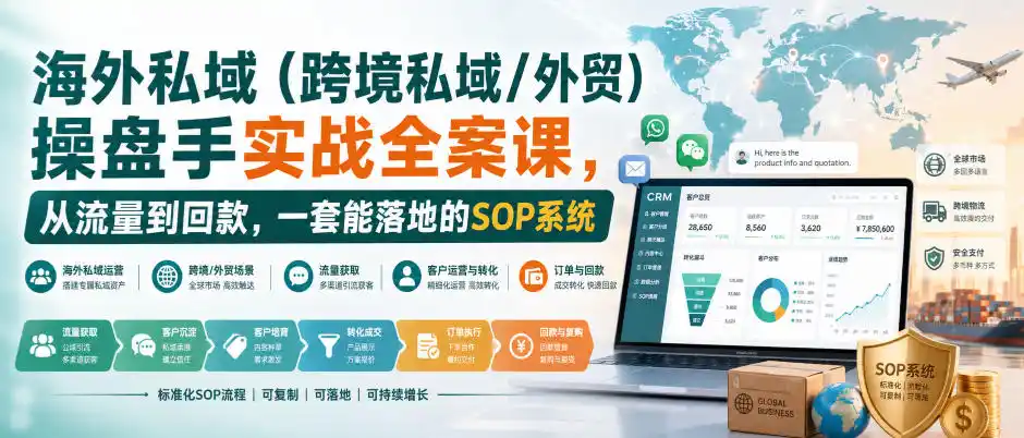 海外私域(跨境私域/外贸)操盘手实战全案课,从流量到回款,一套能落地的SOP系统-海豚优课资源库