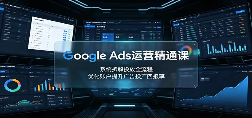Google Ads运营精通课:系统拆解投放全流程,优化账户提升广告投产回报率-海豚优课资源库