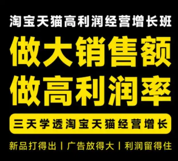 天猫淘宝高利润经营增长班杭州线下课31期8月22-24日,做大销售额做高利润率,三天学透淘宝天猫经营增长-海豚优课资源库