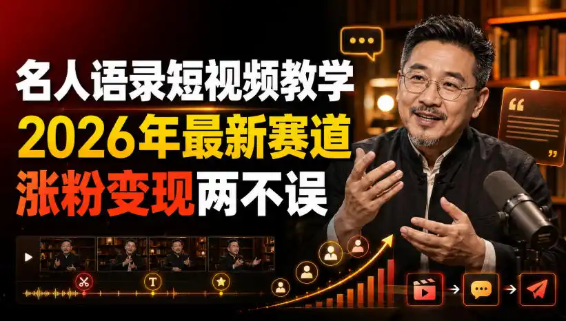 名人语录短视频教学,2026年最新赛道,涨粉变现两不误-海豚优课资源库