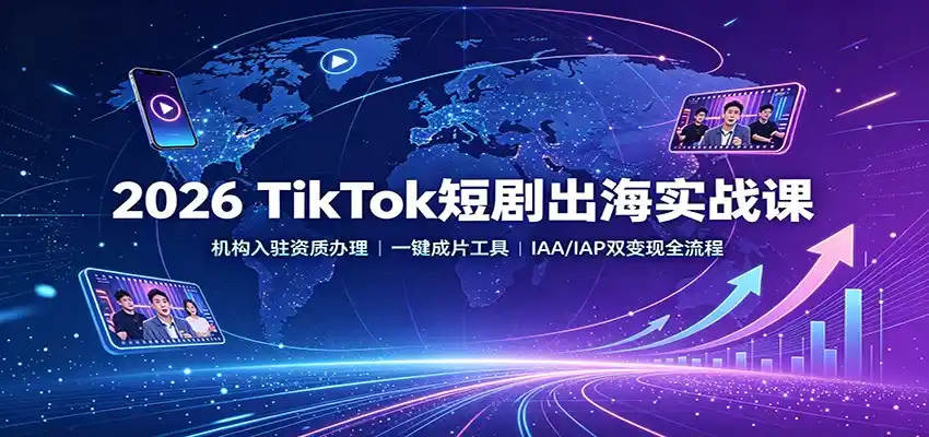 2026 TikTok短剧出海实战课:机构入驻资质办理,一键成片工具,IAA/IAP双变现全流程-海豚优课资源库