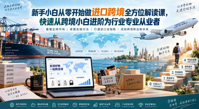 新手小白从零开始做进口跨境全方位解读课,快速从跨境小白进阶为行业专业从业者-海豚优课资源库