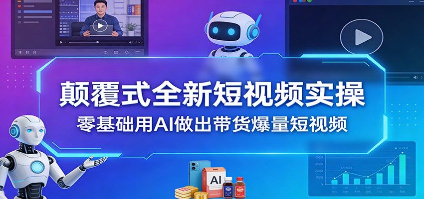 颠覆式全新短视频实操,零基础用AI做出带货爆量短视频-海豚优课资源库